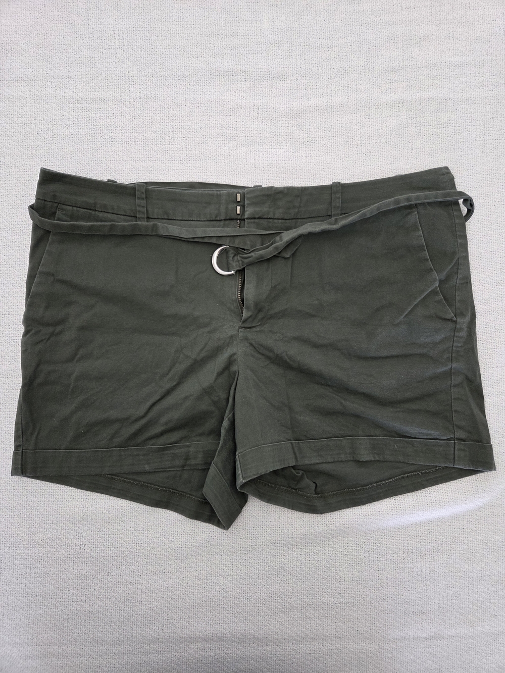 a new day Olive Green High Waist Belted Shorts